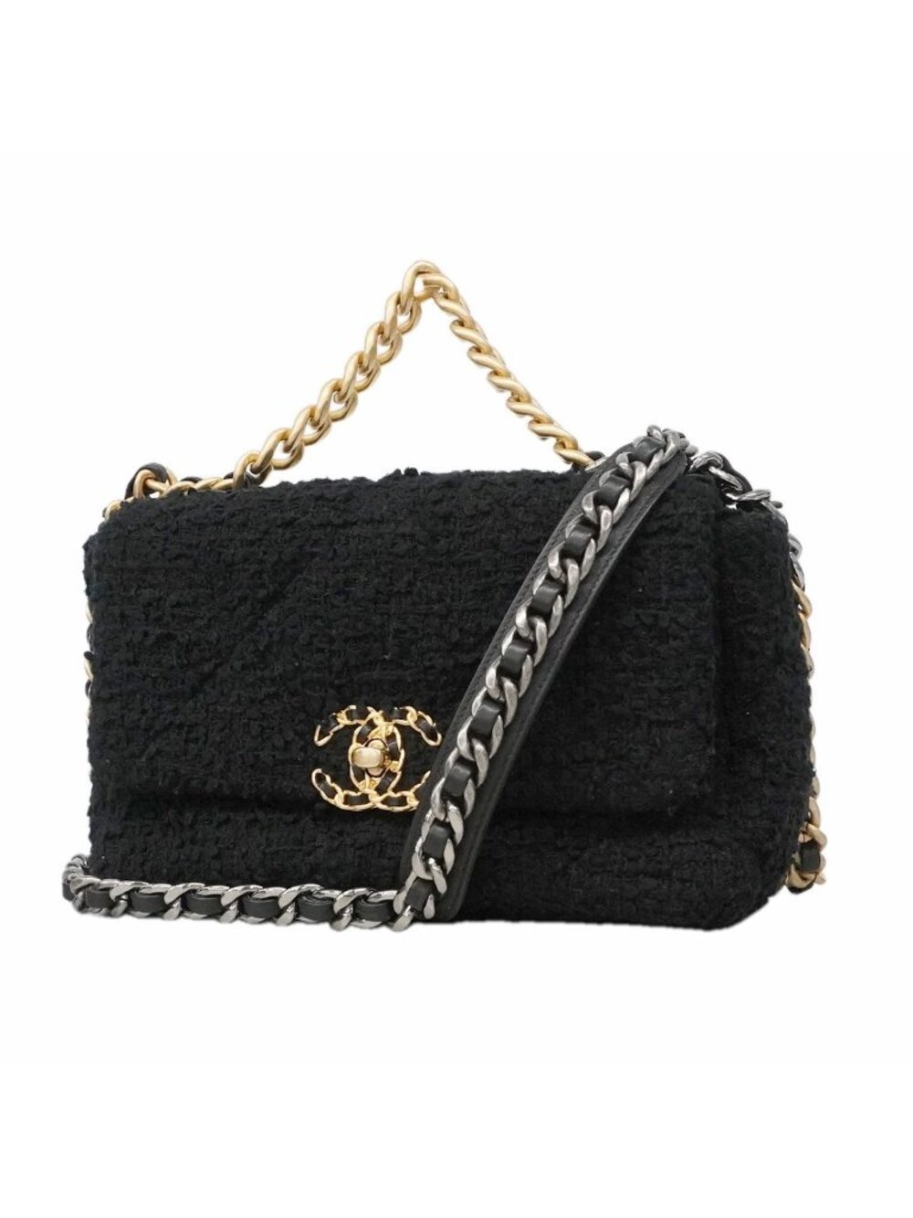Chanel Handbag Chanel 19 Tweed Black Gold 2-Way Bag